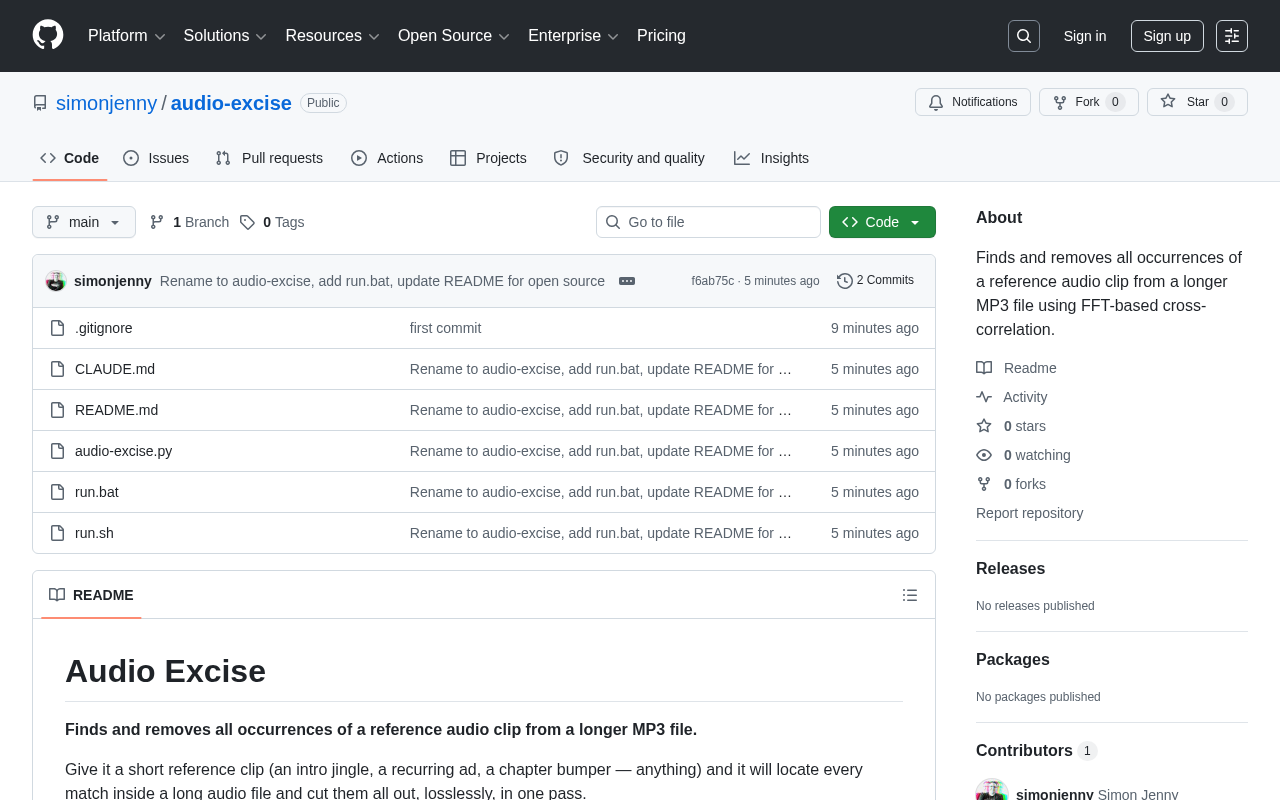 Audio Excise — Cut Repeated Audio Clips from Long Files